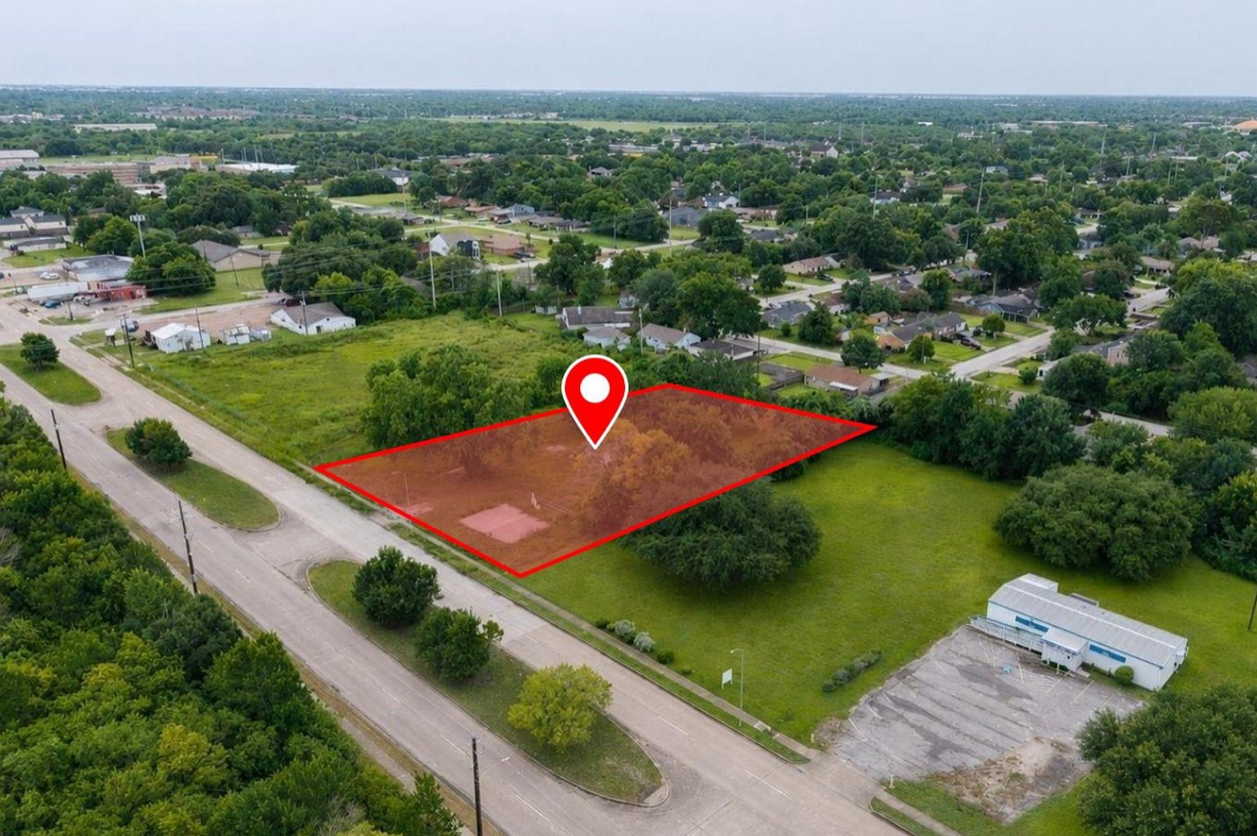 Aerial view of the Reed Complex street frontage along Reed Road